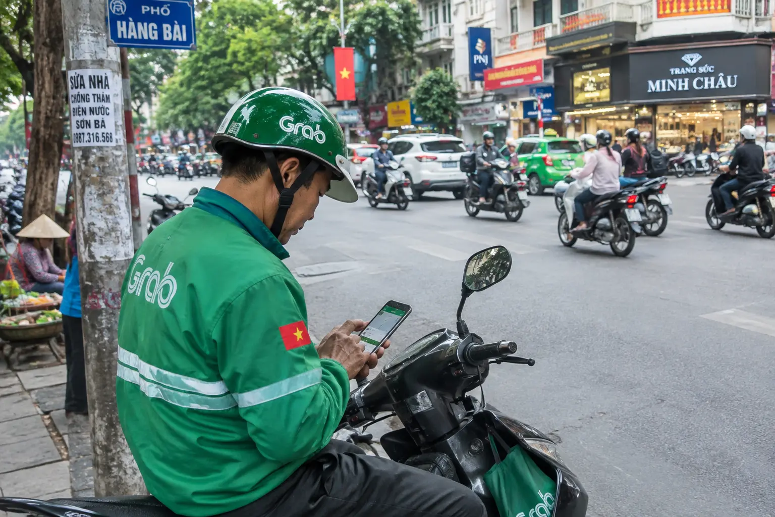 Người bán hàng rong tại một khu chợ Việt Nam, minh họa lao động phi chính thức